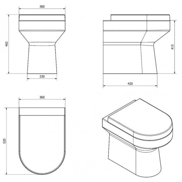 Montego 520mm Comfort Height Back To Wall Pan - Image 4