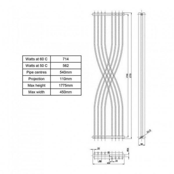Hudson Reed 450x1775mm Anthracite Xcite Designer Radiator - Image 5