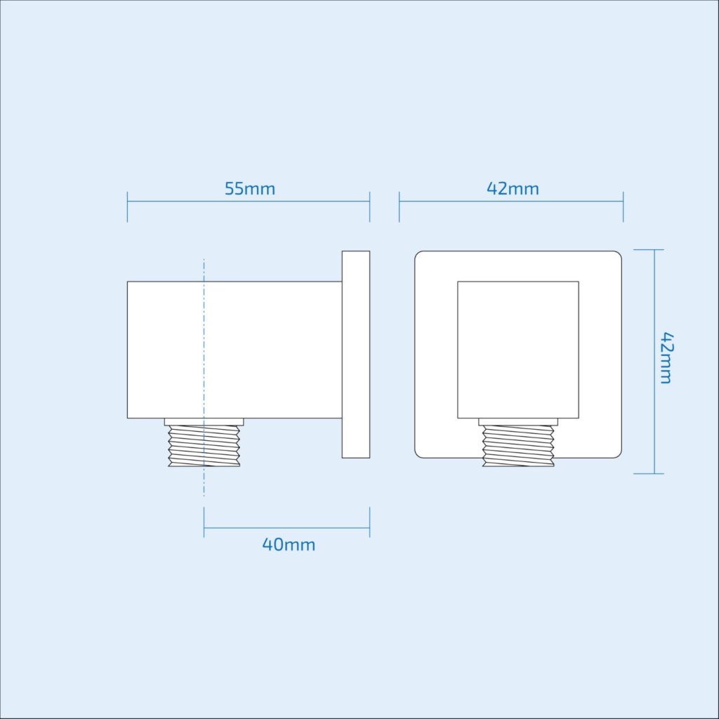 Chrome Square Shower Wall Outlet Elbow - Image 4