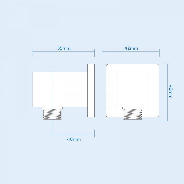 Chrome Square Shower Wall Outlet Elbow - Image 4