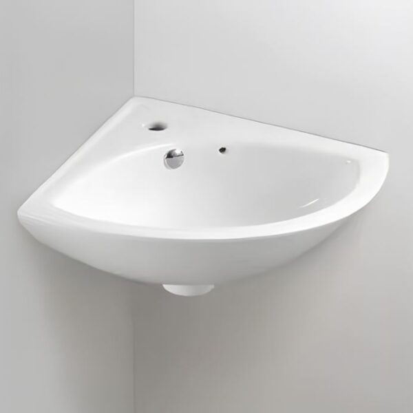 Corner White Small Cloakroom Basin - 1 or 2 Tap Hole - Image 2