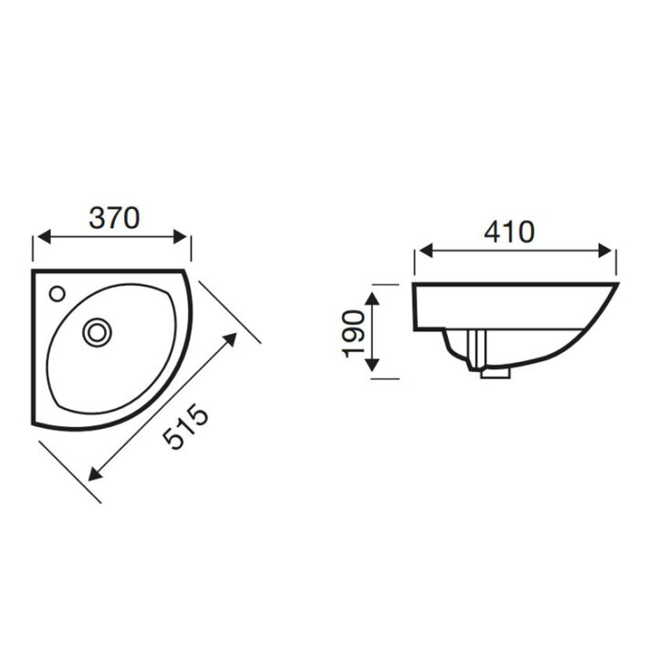 Corner White Small Cloakroom Basin - 1 or 2 Tap Hole - Image 4