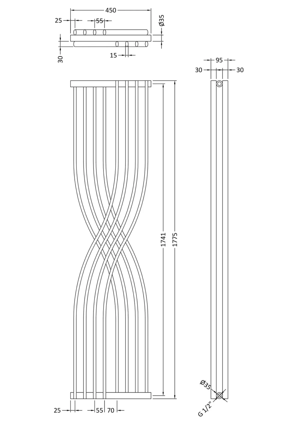 Hudson Reed 450x1775mm Anthracite Xcite Designer Radiator - Image 4