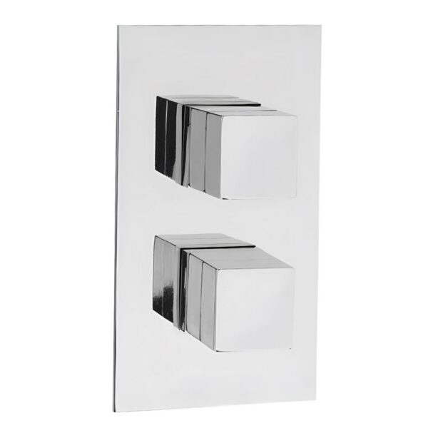 Concealed 1 Way Twin TMV2 Square Handled Thermostatic Mixer Shower