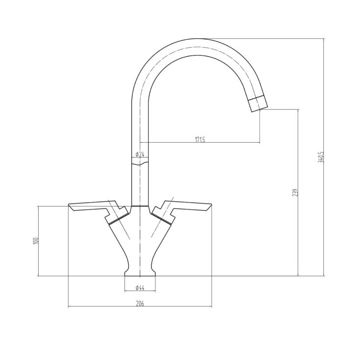 Twin Lever Kitchen Mixer Tap KT11 - Chrome - Image 3