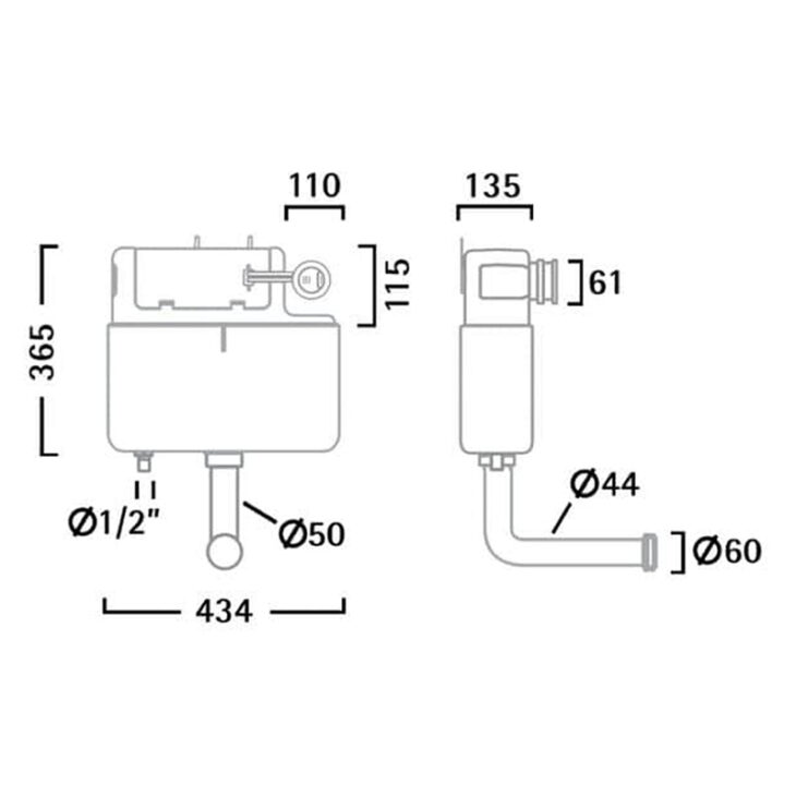 Vortex Bottom Inlet Concealed Cistern VOR790 - Image 4