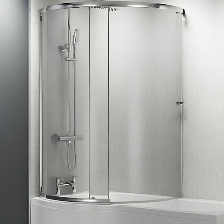 Titan 1700mm P Shape Shower Bath Full Screen Left or Right Hand - Image 2