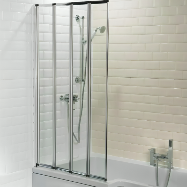 4 Fold Bathroom Folding Shower Bath Screen - Image 2