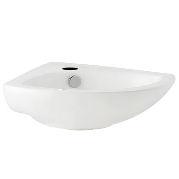 Corner White Small Cloakroom Basin - 1 or 2 Tap Hole - 1 Tap Hole Corner Basin