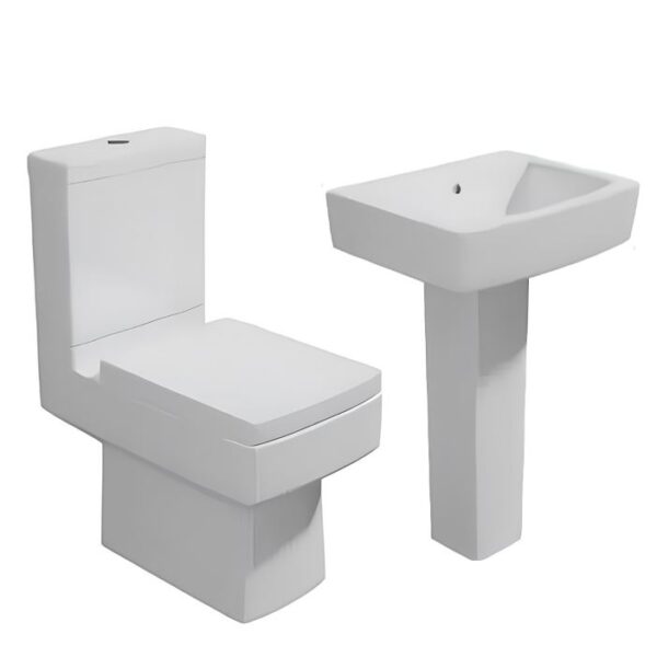 Embrace Tidy Square Toilet And Basin 4-Piece Modern Bathroom Suite