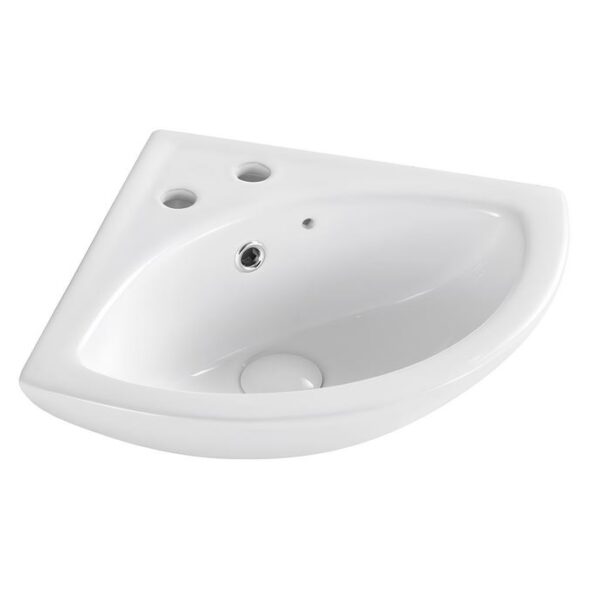 Corner White Small Cloakroom Basin - 1 or 2 Tap Hole - 2 Tap Hole Corner Basin