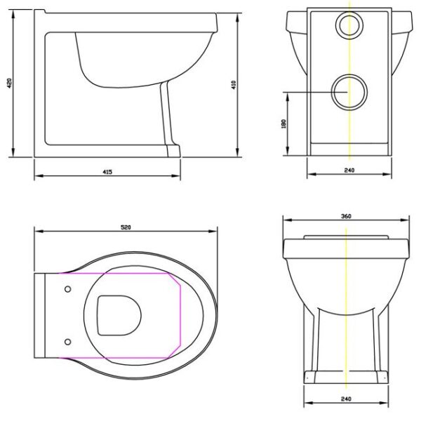 Carlton Traditional Back To Wall Pan – Soft Close Seat - Image 4