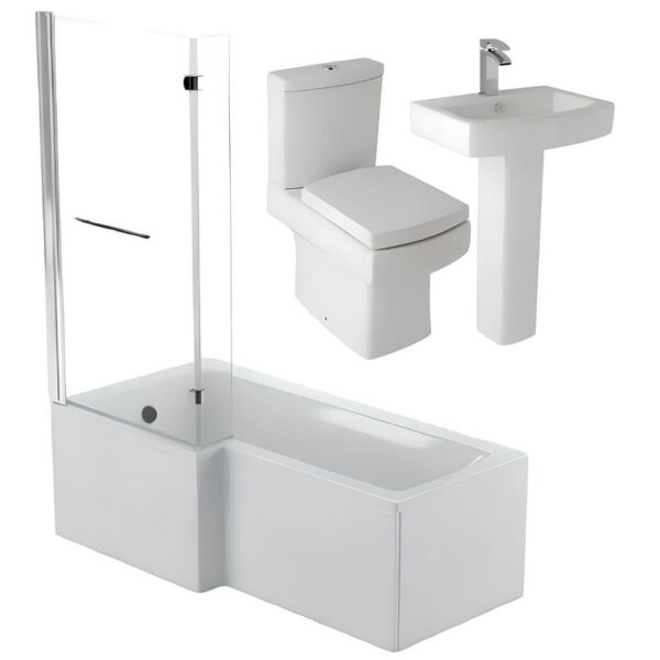 Cube Modern L Shaped 1700mm Shower Bathroom Suite