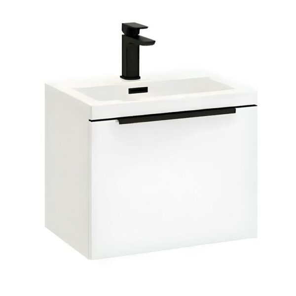 Celeste Mono 500mm White Wall Mounted Vanity Unit With Black Handle