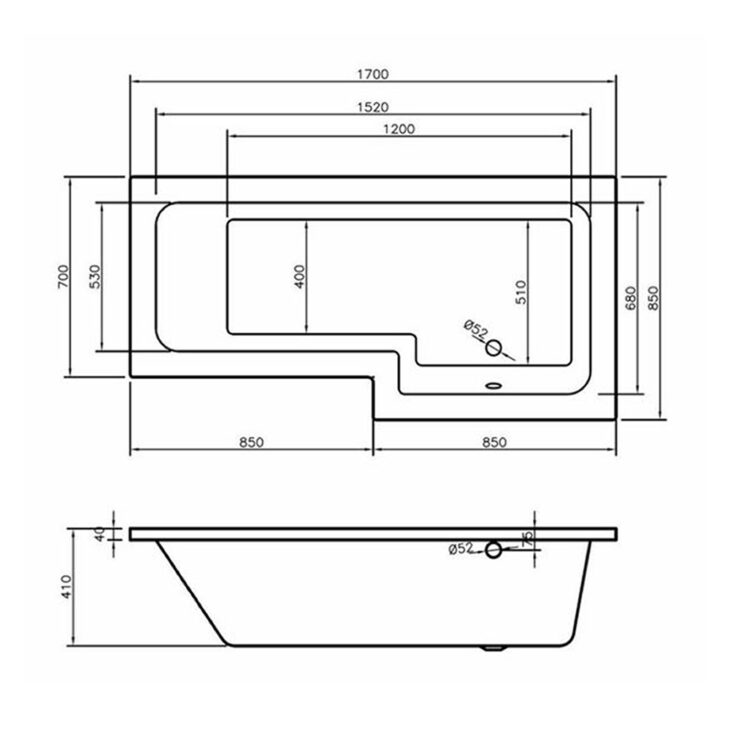 Cube Modern L Shaped 1700mm Shower Bathroom Suite - Image 10