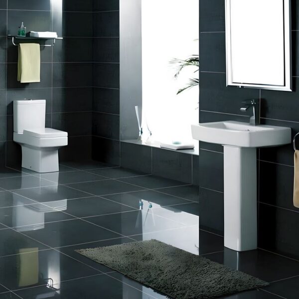 Cube Modern L Shaped 1700mm Shower Bathroom Suite - Image 3
