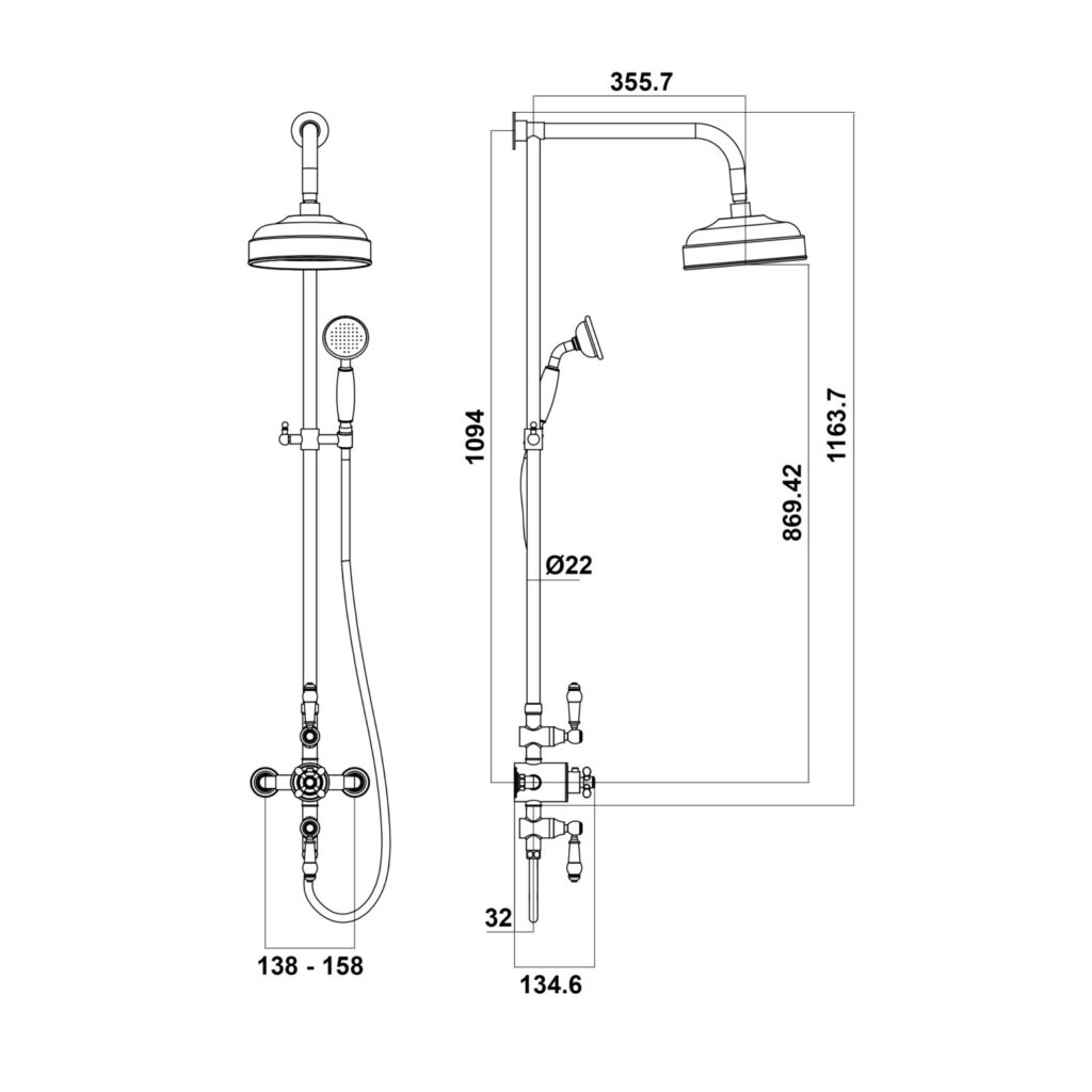 Sognare Westminster Thermostatic Shower with Diverter - Image 3