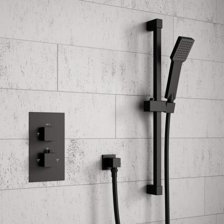 Mono Matt Black Concealed Valve & Slide Rail Shower Kit - Image 2