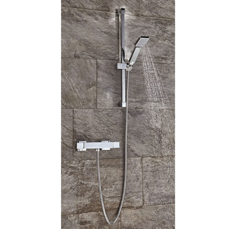 Square Thermostatic Bar Valve (Bottom Outlet) - Chrome - Image 2