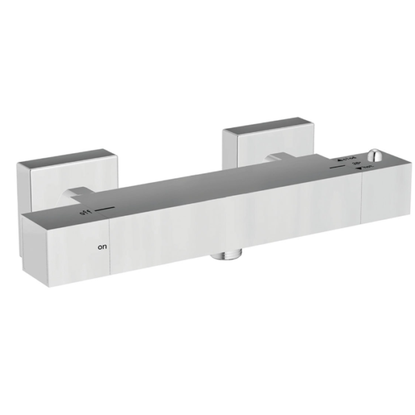 Square Thermostatic Bar Valve (Bottom Outlet) - Chrome