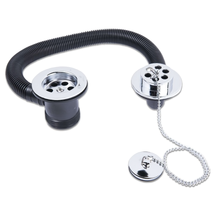 Chrome Bath Waste & Overflow w/ Plug & Ball Chain