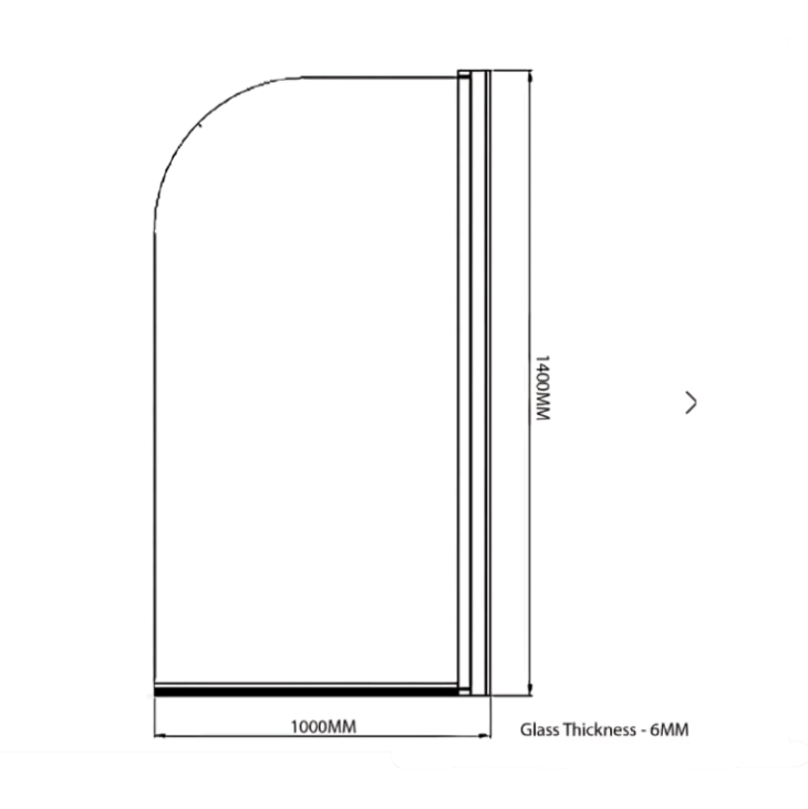 Radius Edge 1000mm Single Bath Screen - Image 2