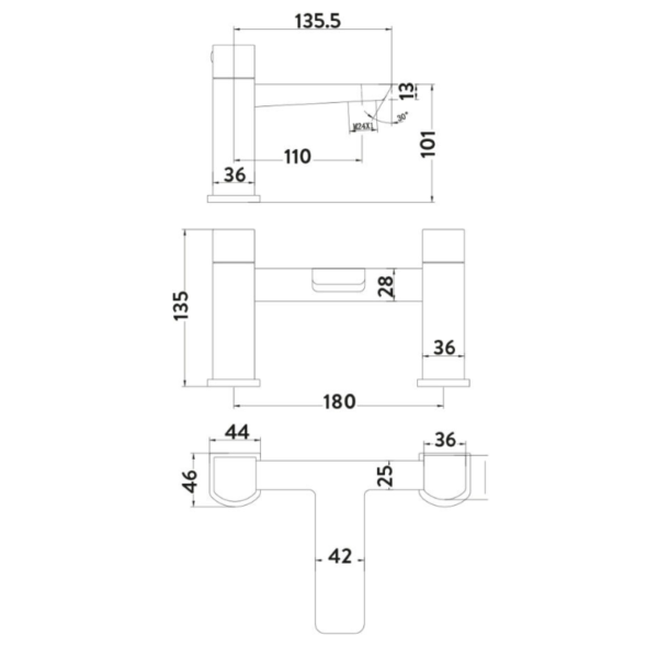 Sognare Muro Mono Bath Deck Mounted filler Tap - Black - Image 3