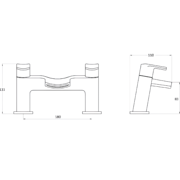 Leo Deck Mounted Bath Filler Tap - Chrome - Image 3