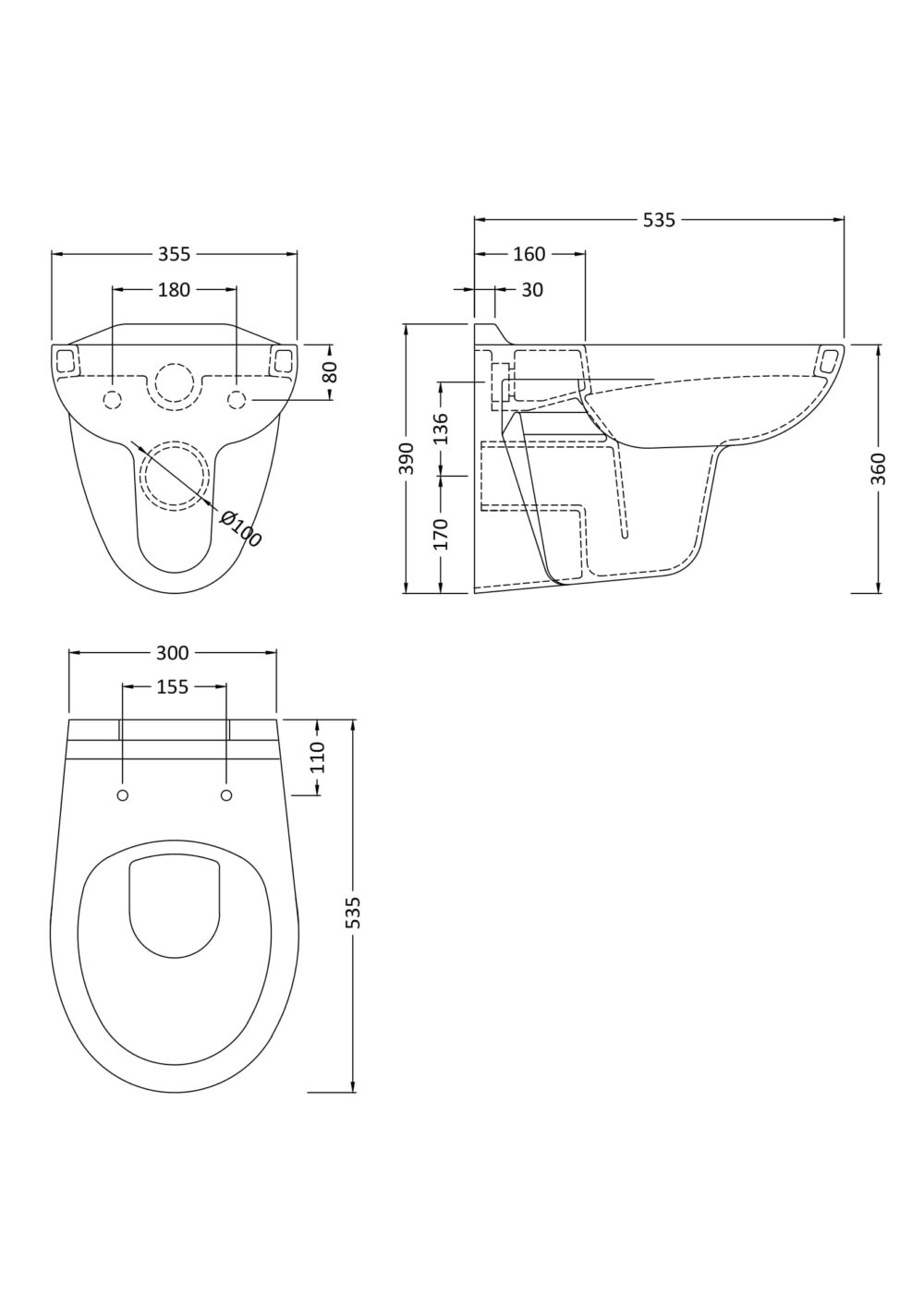 Nuie Melbourne Wall Hung Toilet And Soft Close Toilet Seat - Image 4