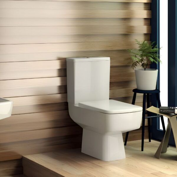 Square Embrace Close Coupled Toilet With Soft Close Seat - Image 2