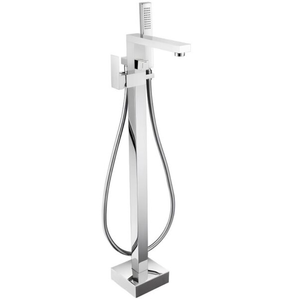 Cuboid Freestanding Square Bath Shower Mixer Tap - Chrome