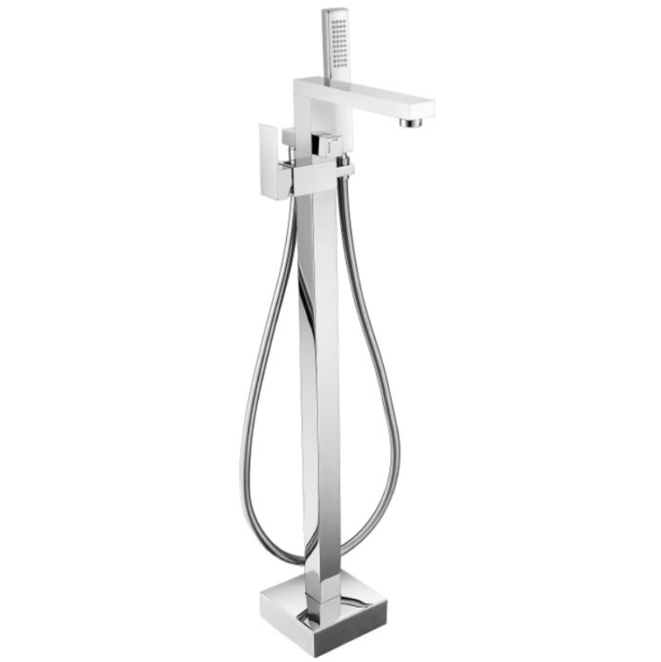 Cuboid Freestanding Square Bath Shower Mixer Tap - Chrome
