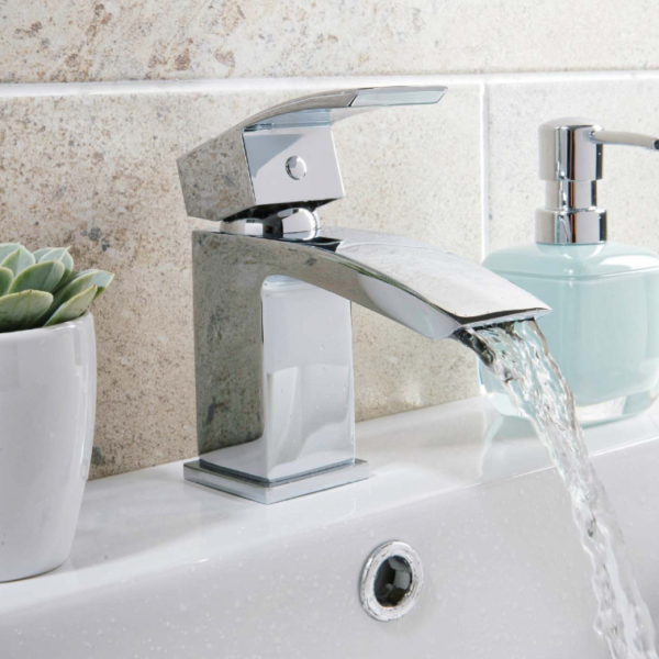 Descent Mini Mono Basin Mixer With Push Waste - Chrome - Image 2