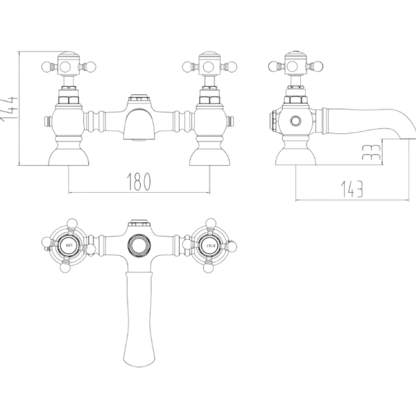 Shield Harrogate Bath Filler Tap - Chrome - Image 2