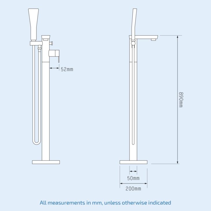 LC Freestanding Bath Shower Mixer Tap 88 - Chrome - Image 5