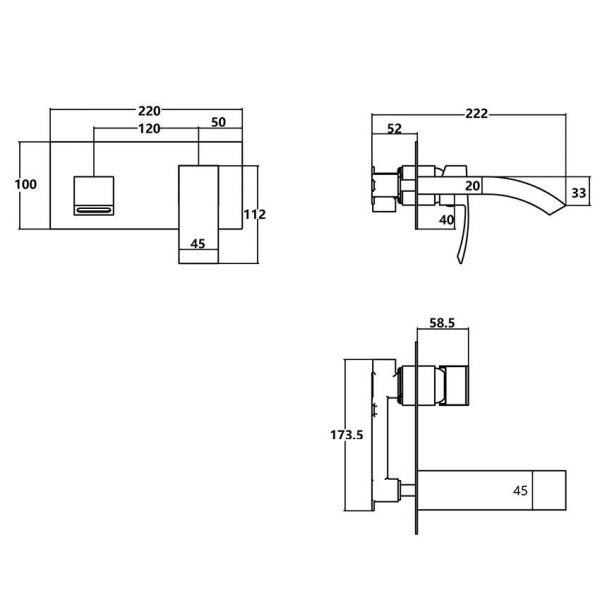 2 Hole Wall Mounted Basin Mixer - Chrome - Image 2