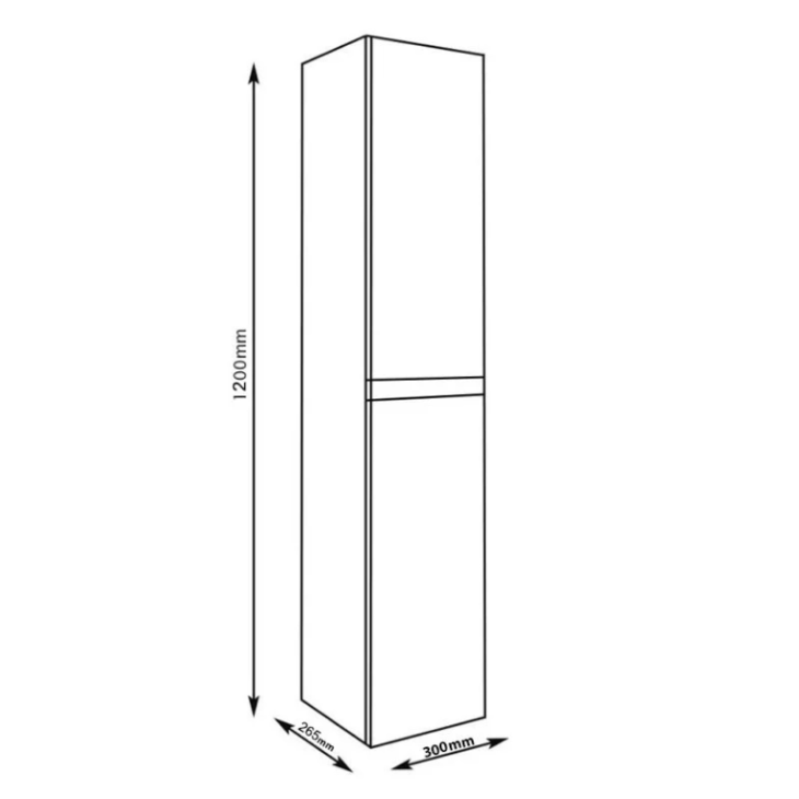 Kore Tall Storage Unit 1200mm Height - White Gloss - Image 3