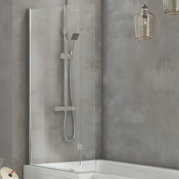 L Shape Bath Screen With Flipper Panel