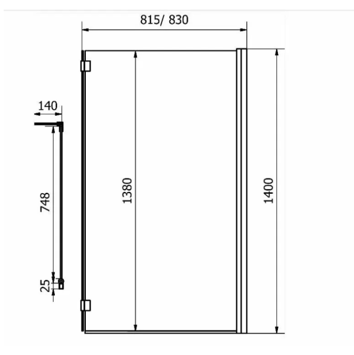 L Shape Bath Screen With Flipper Panel - Image 2