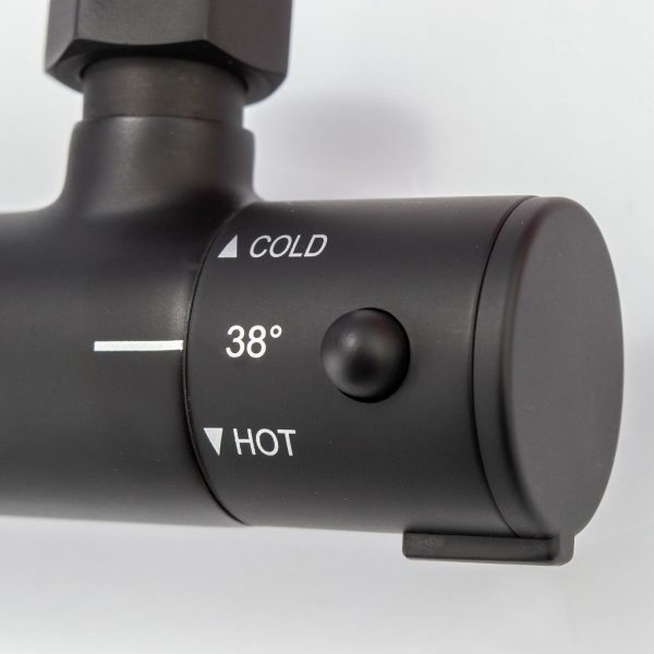Sognare Mercury Matt Black Thermostatic Round Drench Shower - Image 4