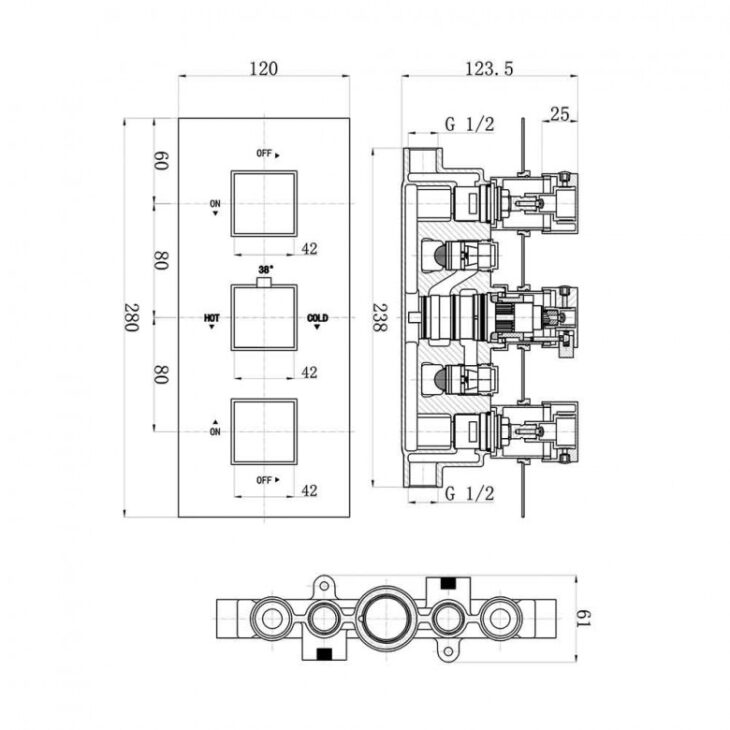 Mono Black Dual Function Concealed Shower Valve - Image 2