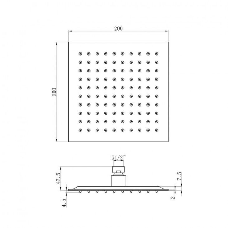Mono Black 200mm Square Shower Head - Image 2