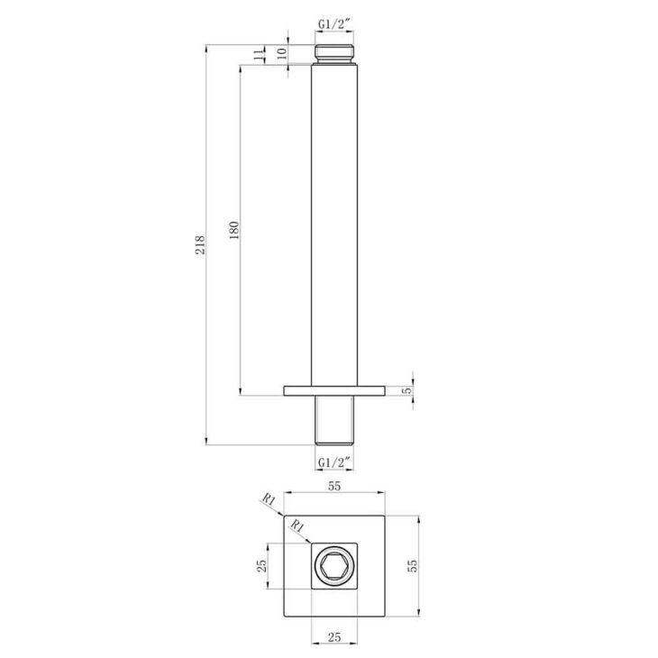 Mono Matt Black Ceiling Arm 180mm - Image 3