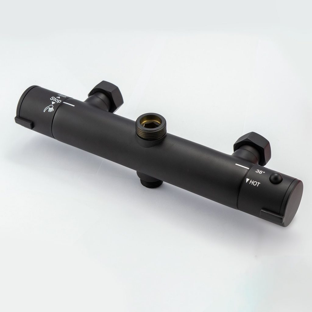 Sognare Mercury Matt Black Thermostatic Round Drench Shower - Image 6