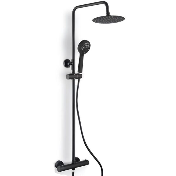 Sognare Mercury Matt Black Thermostatic Round Drench Shower