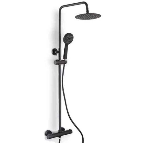 Sognare Mercury Matt Black Thermostatic Round Drench Shower - Image 8