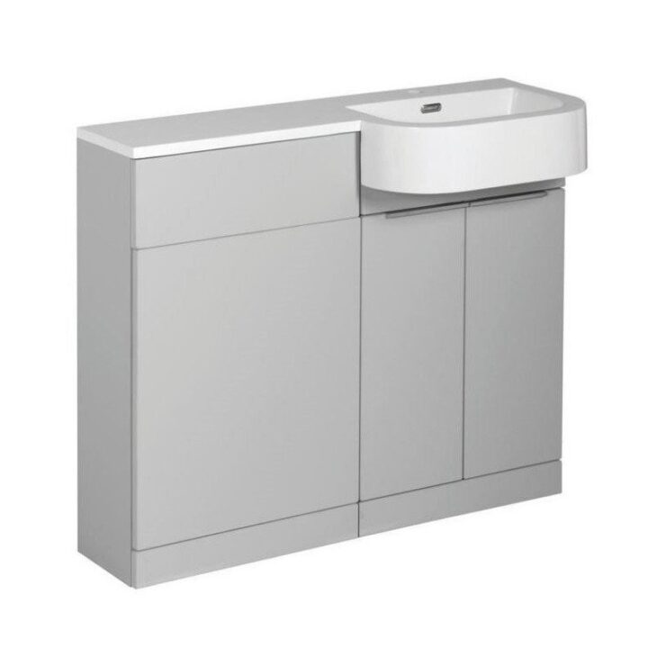 Elation P-Shape Slimline Combo Pearl Matt Grey 1010mm - Right Hand Basin