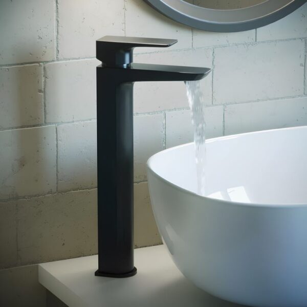 Muro Tall Hi Rise Mono Basin Mixer Tap Mono - Matt Black - Image 2