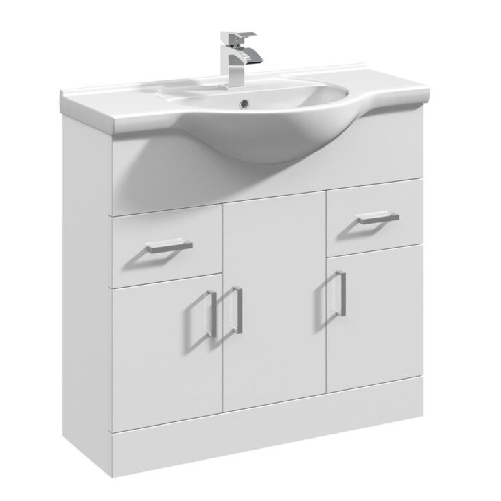 Mayford White 850mm Vanity Unit Floor Standing