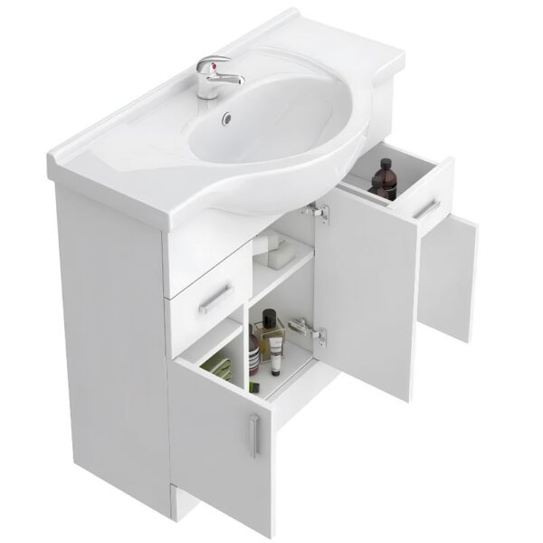 Mayford White 850mm Vanity Unit Floor Standing - Image 3